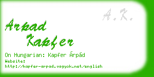 arpad kapfer business card
